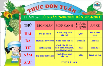 Thực đơn tuần 33